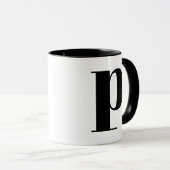 Modern Monogram Initial Letter p Black and White Tasse (VorderseiteRechts)