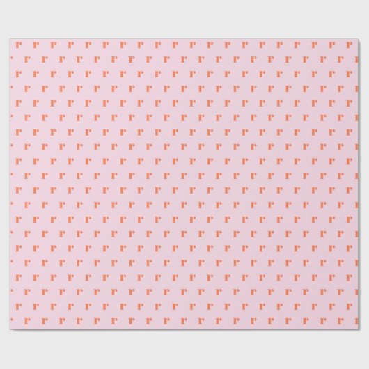 Modern Monogram Initial Letter Pastel Pink Orange Geschenkpapier (Flach)