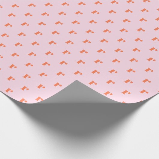 Modern Monogram Initial Letter Pastel Pink Orange Geschenkpapier (Ecke)