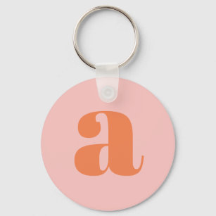 Modern Monogram Initial Letter Pastel Pink Orange  Schlüsselanhänger