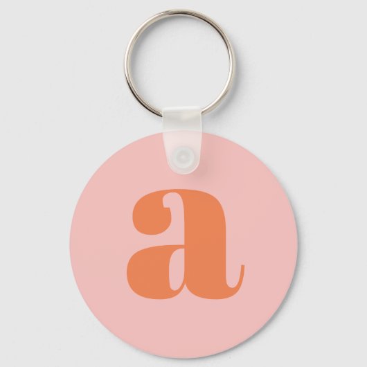 Modern Monogram Initial Letter Pastel Pink Orange  Schlüsselanhänger (Vorderseite)