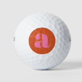 Modern Monogram Initial Letter Pink and Orange Golfball (Vorderseite)