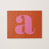 Modern Monogram Initial Letter Pink and Orange Puzzle (Horizontal)