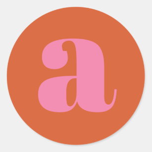 Modern Monogram Initial Letter Pink and Orange  Runder Aufkleber