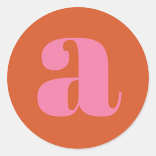 Modern Monogram Initial Letter Pink and Orange Runder Aufkleber