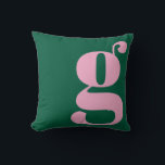 Modern Monogram Initial Letter Preppy Pink Green Kissen<br><div class="desc">This preppy monogram pillow features an oversized lowercase initial in pink against a deep green background. The bold, modern letterform adds personality and charm to teen rooms, dorms, and cozy spaces. Its clean, stylish look makes it easy to mix with colorful decor or classic prep accents. A fun, expressive design...</div>