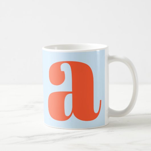 Modern Monogram Initial Letter Soft Blue Orange Kaffeetasse (Rechts)