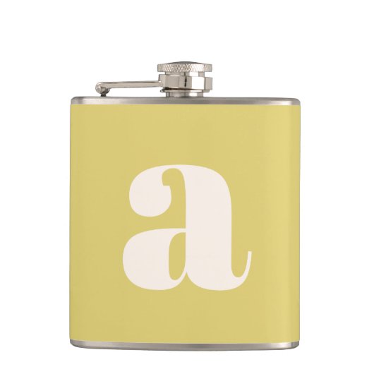 Modern Monogram Initial Letter Soft Yellow Wedding Flachmann (Vorderseite)
