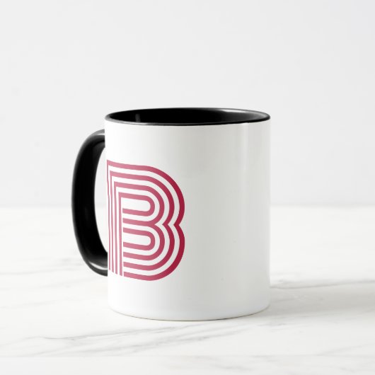 Modern Monogram Initial Letter Stylish Pink Tasse (Vorderseite Links)