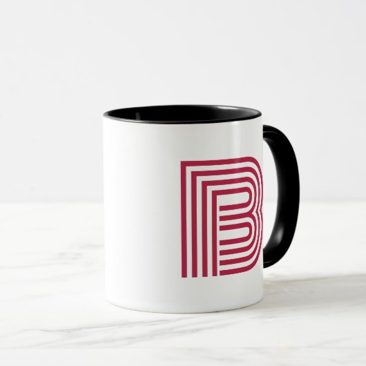 Modern Monogram Initial Letter Stylish Pink Tasse (VorderseiteRechts)
