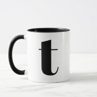 Modern Monogram Initial Letter T Black and White