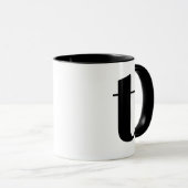 Modern Monogram Initial Letter T Black and White Tasse (VorderseiteRechts)