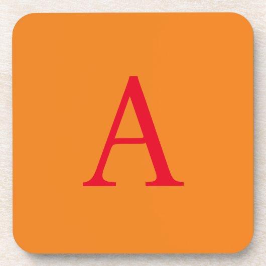 Modern Monogram Initial Letter Trendy Orange Red Getränkeuntersetzer (Vorderseite)
