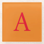 Modern Monogram Initial Letter Trendy Orange Red Glasuntersetzer (Vorderseite)