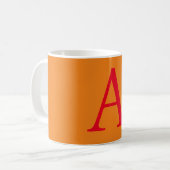 Modern Monogram Initial Letter Trendy Orange Red Kaffeetasse (Vorderseite Links)