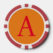 Modern Monogram Initial Letter Trendy Orange Red Pokerchips (Vorderseite)