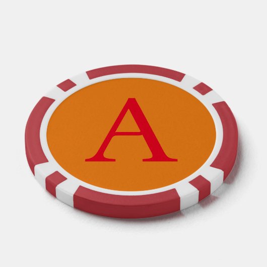 Modern Monogram Initial Letter Trendy Orange Red Pokerchips (Einzeln)