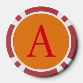 Modern Monogram Initial Letter Trendy Orange Red Pokerchips (Rückseite)