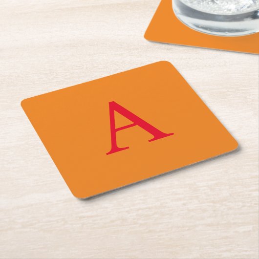 Modern Monogram Initial Letter Trendy Orange Red Rechteckiger Pappuntersetzer (angewinkelt)