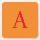 Modern Monogram Initial Letter Trendy Orange Red Rechteckiger Pappuntersetzer (Vorderseite)