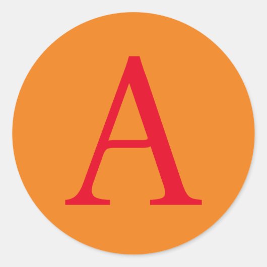 Modern Monogram Initial Letter Trendy Orange Red Runder Aufkleber (Vorderseite)