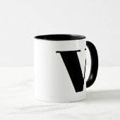Modern Monogram Initial Letter V Black and White Tasse (VorderseiteRechts)