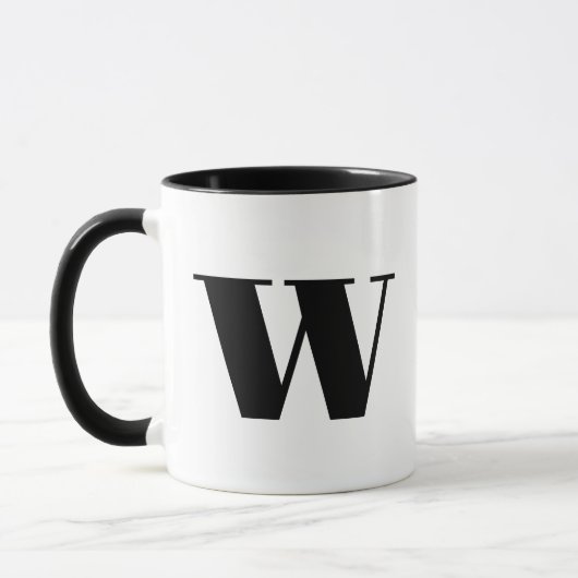 Modern Monogram Initial Letter w Black and White Tasse (Links)