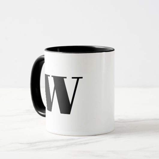 Modern Monogram Initial Letter w Black and White Tasse (Vorderseite Links)