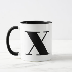 Modern Monogram Initial Letter x Black and White Tasse