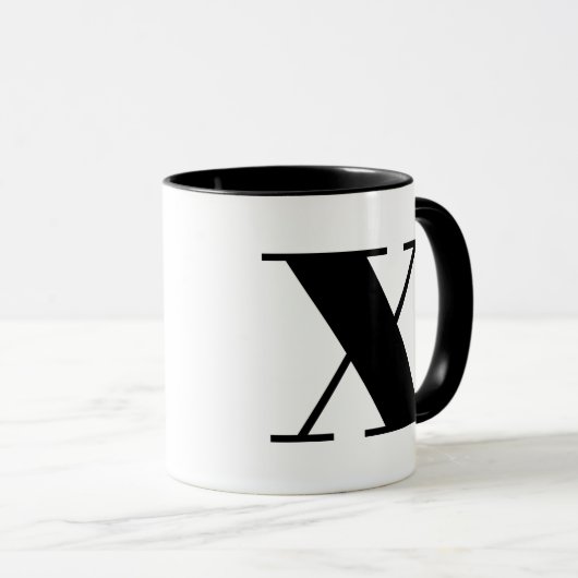 Modern Monogram Initial Letter x Black and White Tasse (VorderseiteRechts)