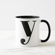 Modern Monogram Initial Letter y Black and White