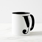Modern Monogram Initial Letter y Black and White Tasse (VorderseiteRechts)