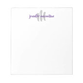 Modern Monogram, initial, Lila-grau Personalisiert Notizblock (Vorderseite)