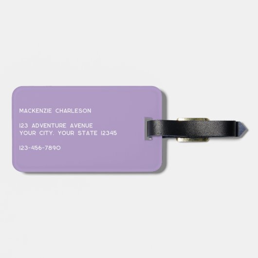 Modern Monogram Initial Lilac Gepäckanhänger (Rückseite horizontal)