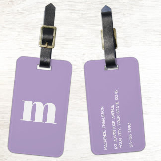 Modern Monogram Initial Lilac Pastel Gepäckanhänger