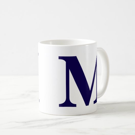 Modern Monogram Initial Modern Blue Coffee Mug Kaffeetasse (VorderseiteRechts)