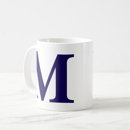 Modern Monogram Initial Modern Blue Coffee Mug Kaffeetasse (Vorderseite Links)