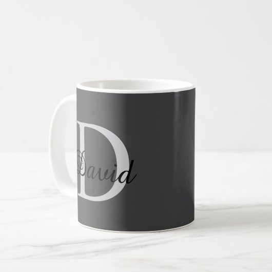 Modern Monogram Initial & Name Mug | Elegant Scrip Kaffeetasse (Vorderseite Links)