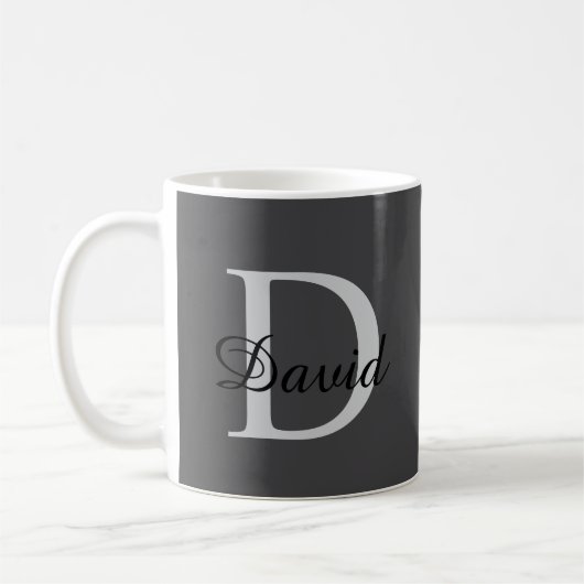 Modern Monogram Initial & Name Mug | Elegant Scrip Kaffeetasse (Links)
