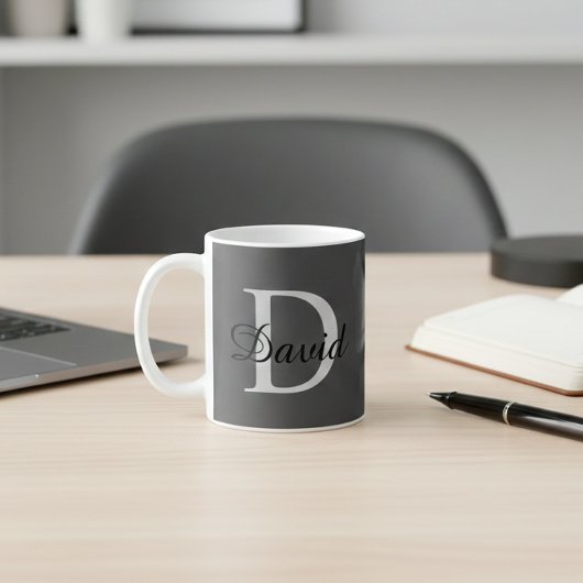 Modern Monogram Initial & Name Mug | Elegant Scrip Kaffeetasse