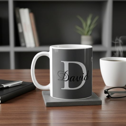 Modern Monogram Initial & Name Mug | Elegant Scrip Kaffeetasse