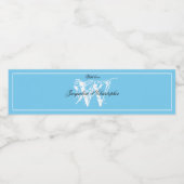Modern Monogram Initial + Names Cool Blue Wedding Wasserflaschenetikett (Einzelnes Label)