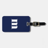 Modern Monogram Initial Navy Blue Gepäckanhänger (Vorderseite horizontal)