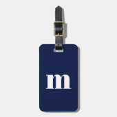 Modern Monogram Initial Navy Blue Gepäckanhänger (Vorderseite vertikal)