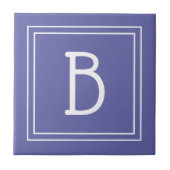 Modern Monogram Initial Periwinkle Blue Fliese (Vorderseite)