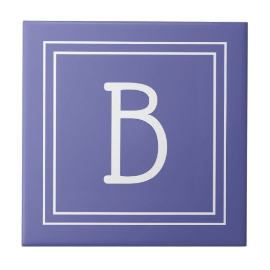 Modern Monogram Initial Periwinkle Blue Fliese (Vorderseite)