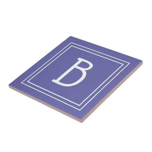 Modern Monogram Initial Periwinkle Blue Fliese (Seite)