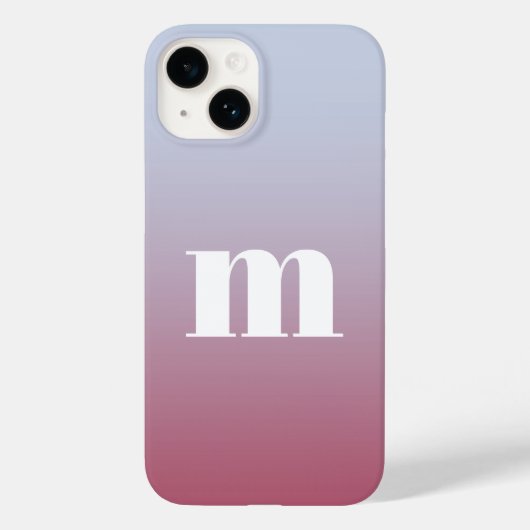 Modern Monogram Initial Pink Blue Gradient Case-Mate iPhone Hülle (Rückseite)
