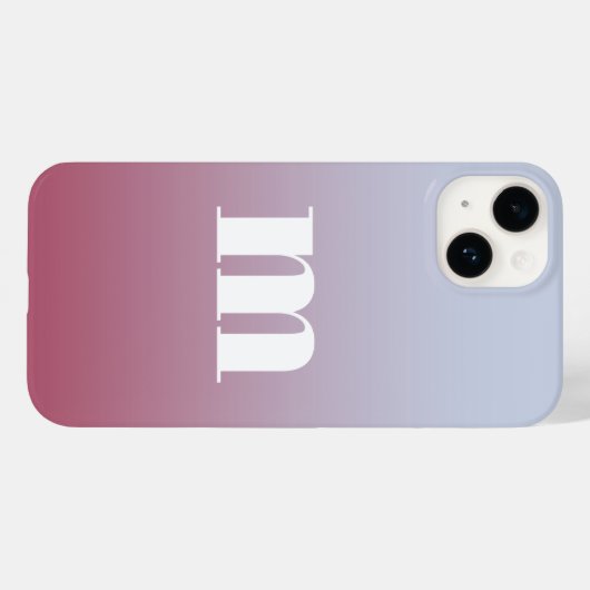 Modern Monogram Initial Pink Blue Gradient Case-Mate iPhone Hülle (Rückseite (Horizontal))