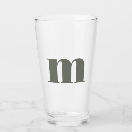 Modern Monogram Initial Sage Green Glas (Vorderseite)